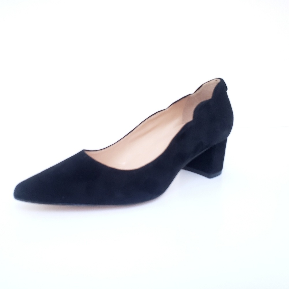 Kate Spade Black Chunky Heel Suede Leather  Pumps - Picture 4 of 7